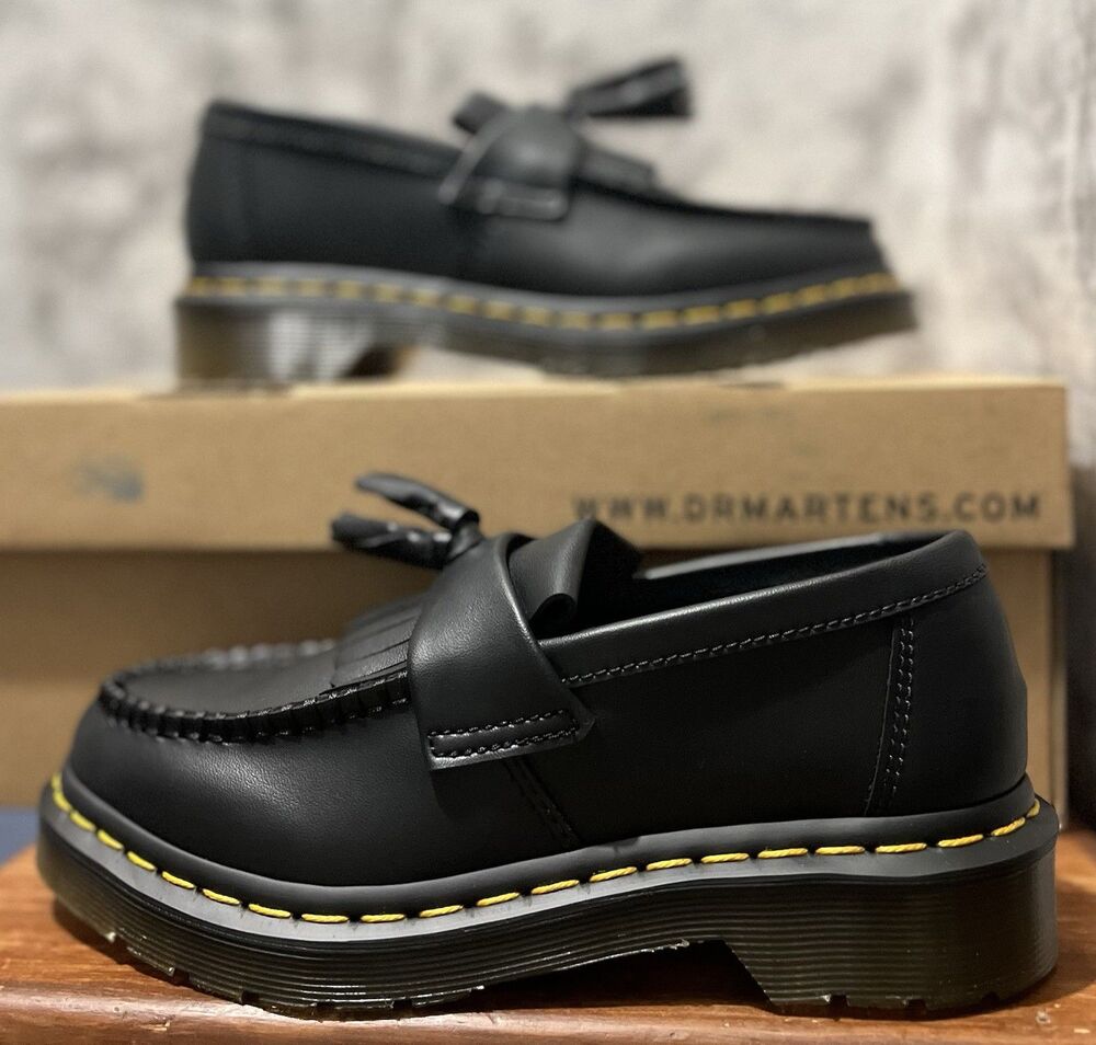 NWT Dr Martens Vegan Adrian Felix Tassel Loafer Shoes Womens 5 Black Menwear Y2K
